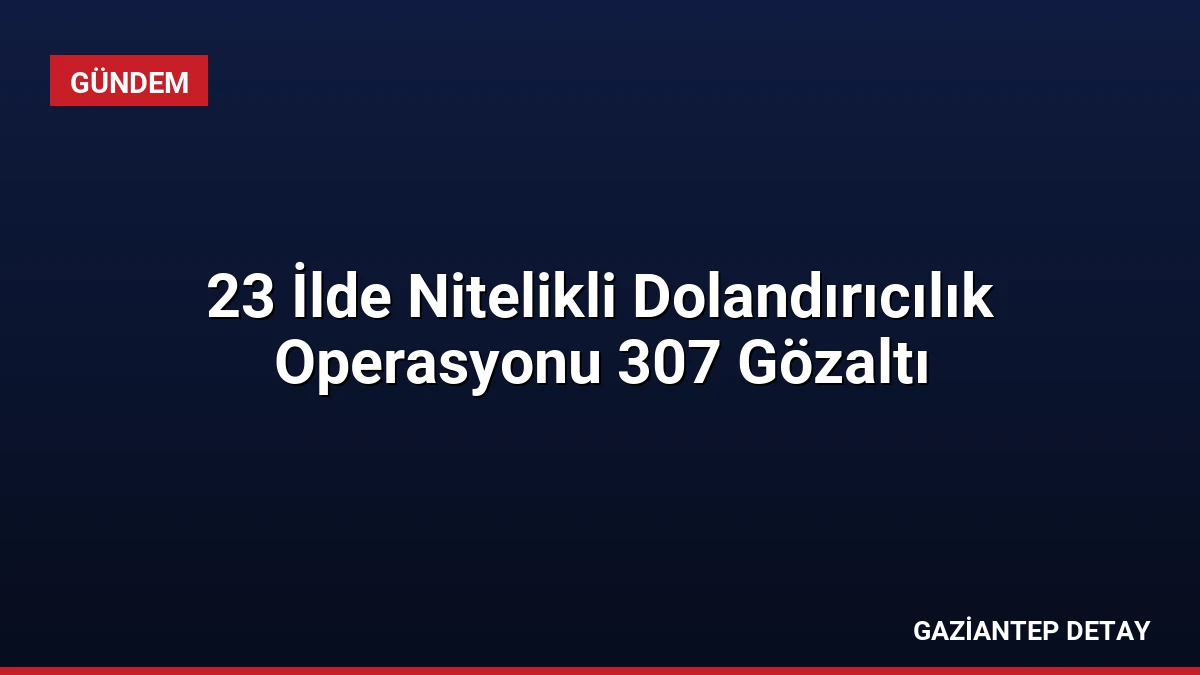 23 İlde Nitelikli Dolandırıcılık Operasyonu 307 Gözaltı