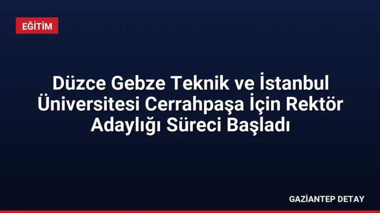 Düzce Gebze Teknik ve İstanbul Üniversitesi Cerrahpaşa İçin Rektör Adaylığı Süreci Başladı