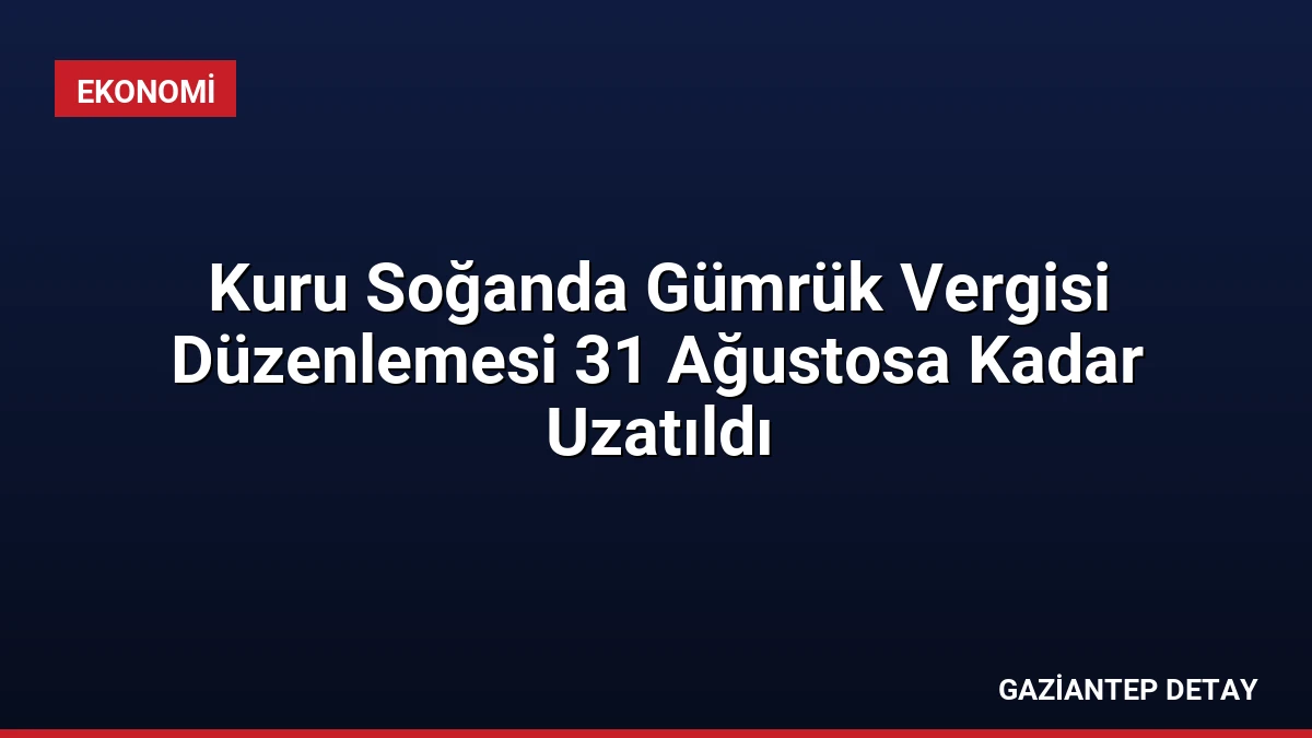 Kuru Soğanda Gümrük Vergisi Düzenlemesi 31 Ağustosa Kadar Uzatıldı