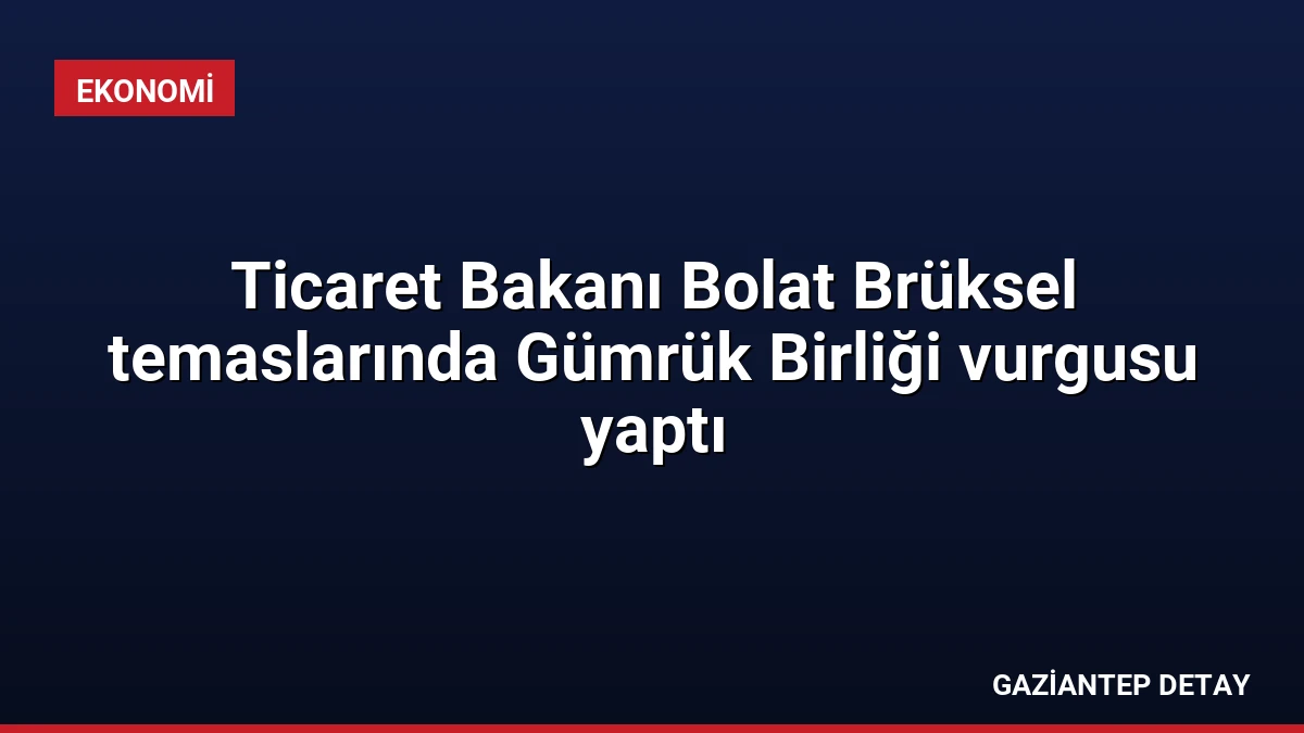 Ticaret Bakanı Bolat Brüksel temaslarında Gümrük Birliği vurgusu yaptı