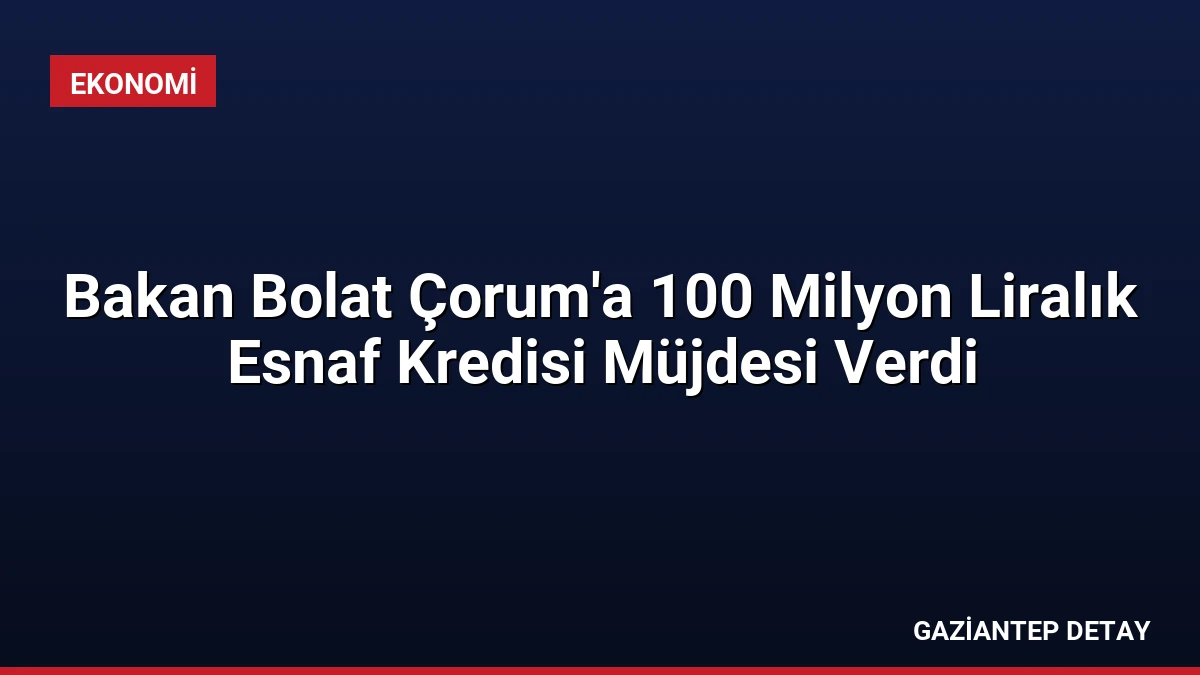 Bakan Bolat Çorum’a 100 Milyon Liralık Esnaf Kredisi Müjdesi Verdi