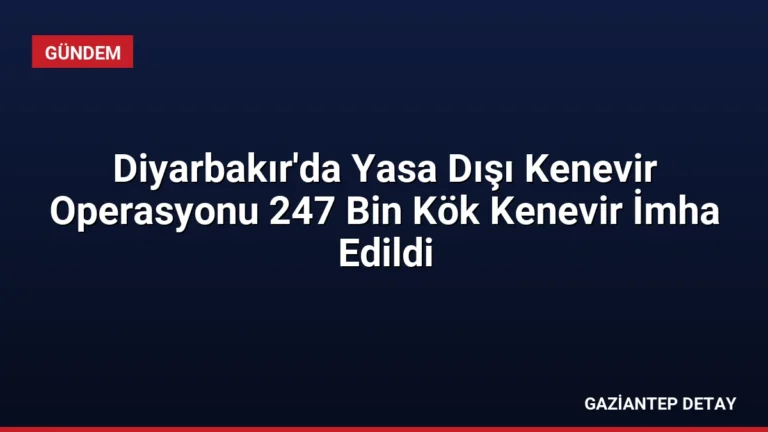 Diyarbakır’da Yasa Dışı Kenevir Operasyonu 247 Bin Kök Kenevir İmha Edildi