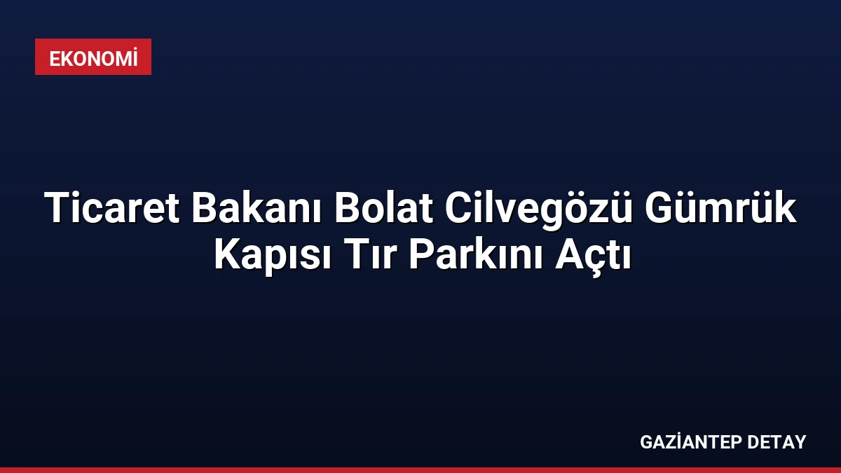 Ticaret Bakanı Bolat Cilvegözü Gümrük Kapısı Tır Parkını Açtı