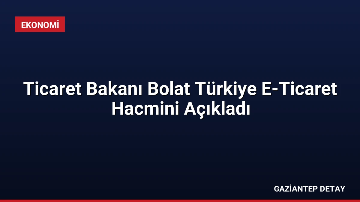Ticaret Bakanı Bolat Türkiye E-Ticaret Hacmini Açıkladı
