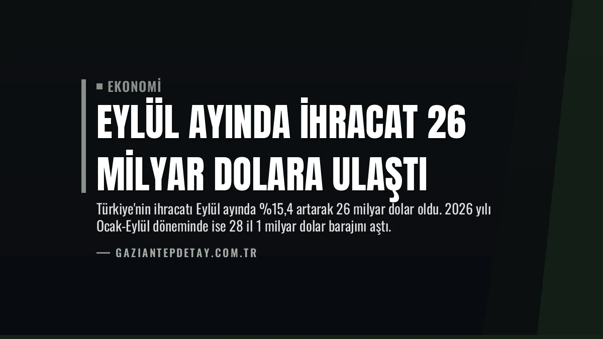 Eylül Ayında İhracat 26 Milyar Dolara Ulaştı