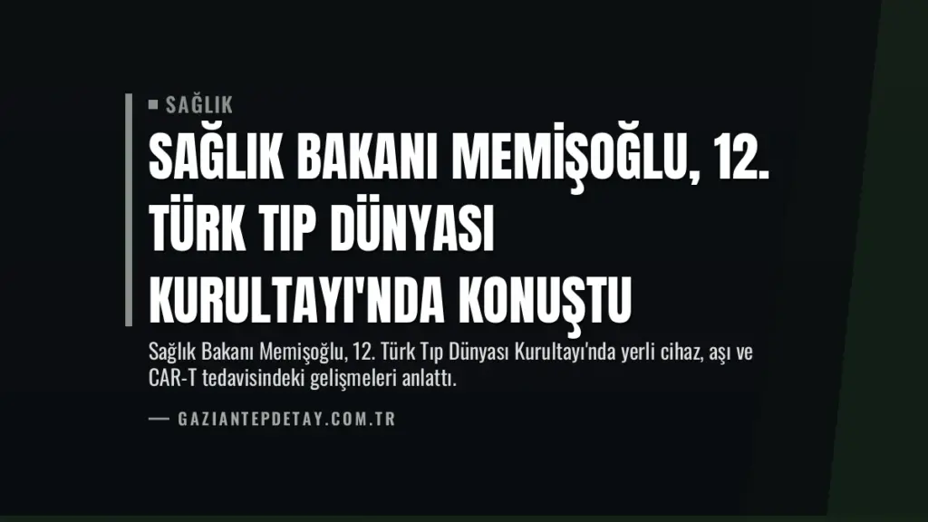 Sağlık Bakanı Memişoğlu, 12. Türk Tıp Dünyası Kurultayı'nda Konuştu