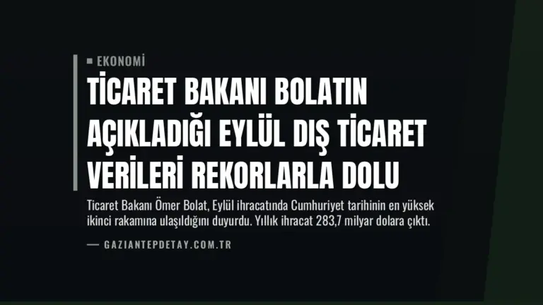 Ticaret Bakanı Bolatın Açıkladığı Eylül Dış Ticaret Verileri Rekorlarla Dolu