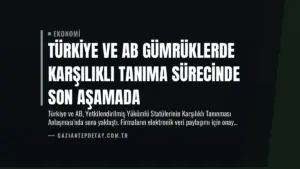 Türkiye ve AB Gümrüklerde Karşılıklı Tanıma Sürecinde Son Aşamada