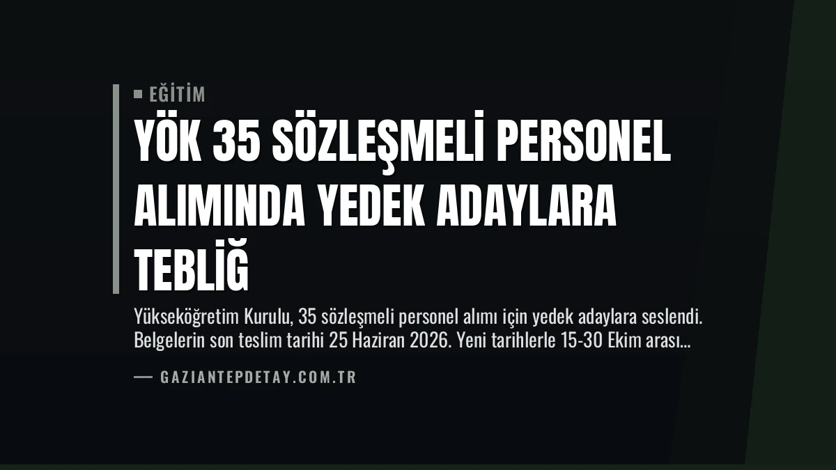 YÖK 35 Sözleşmeli Personel Alımında Yedek Adaylara Tebliğ